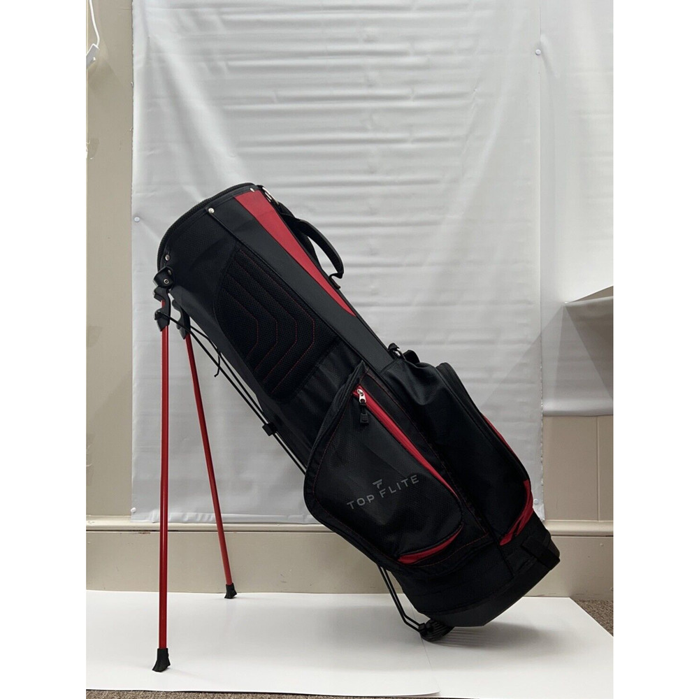Top Flite 6-Way Divider Red Black Lightweight Golf Bag w/ Stand & Raincover